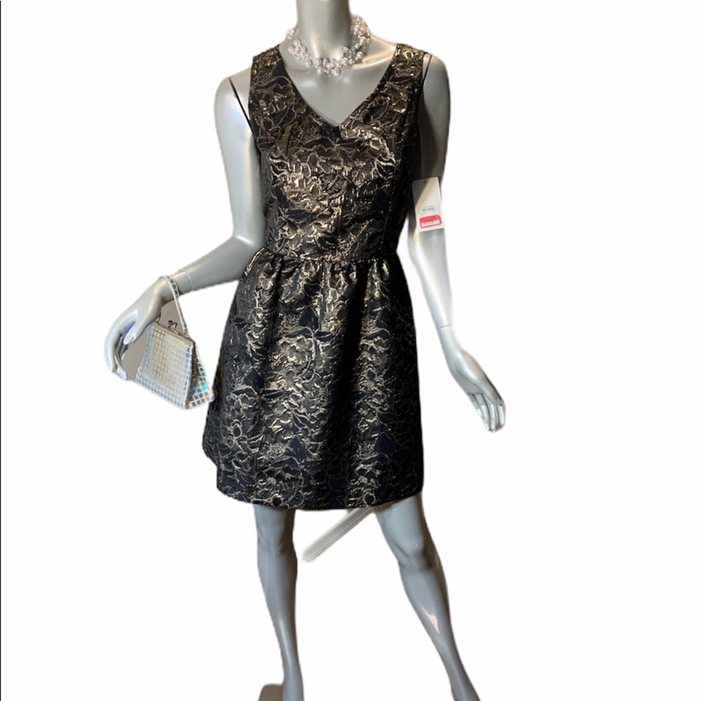 Nordstrom Frenchi Dress Gold Black